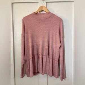 NWT Maurices mauve mock neck sweater blouse ruffles Large